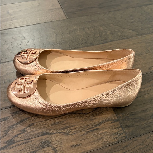 Tory Burch Rose Gold Reva Ballet Flat Sz 7.5 - Picture 3 of 8